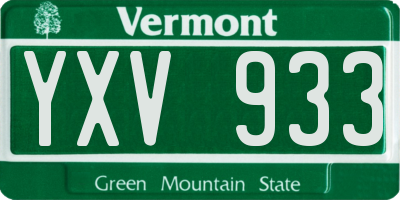 VT license plate YXV933