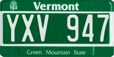 VT license plate YXV947
