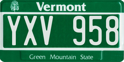 VT license plate YXV958