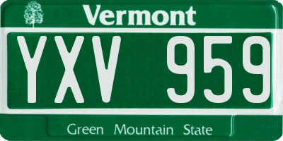 VT license plate YXV959