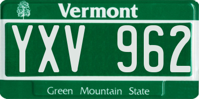VT license plate YXV962