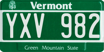 VT license plate YXV982