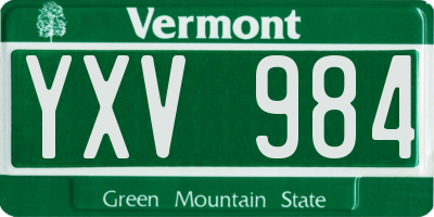 VT license plate YXV984