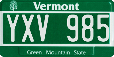 VT license plate YXV985