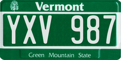 VT license plate YXV987