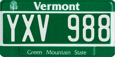 VT license plate YXV988