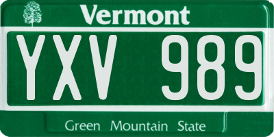 VT license plate YXV989