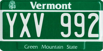 VT license plate YXV992