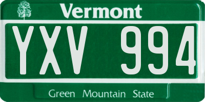 VT license plate YXV994