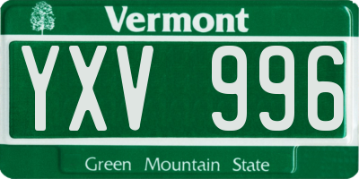 VT license plate YXV996