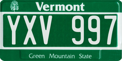 VT license plate YXV997