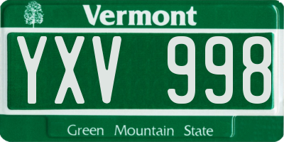 VT license plate YXV998