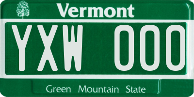 VT license plate YXW000