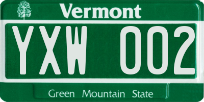 VT license plate YXW002