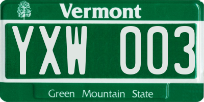 VT license plate YXW003