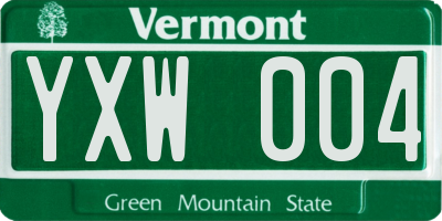 VT license plate YXW004