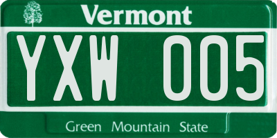 VT license plate YXW005