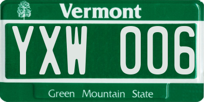 VT license plate YXW006