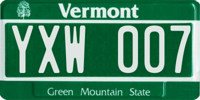 VT license plate YXW007