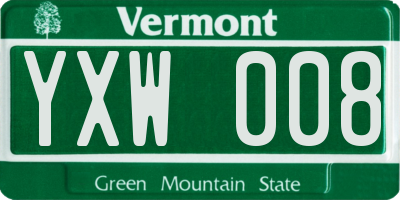 VT license plate YXW008