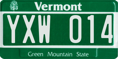 VT license plate YXW014