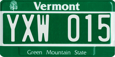 VT license plate YXW015
