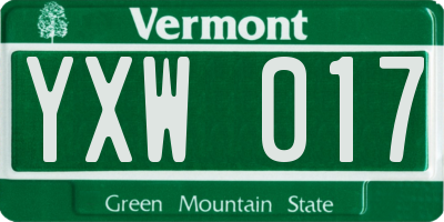 VT license plate YXW017