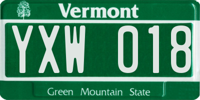 VT license plate YXW018