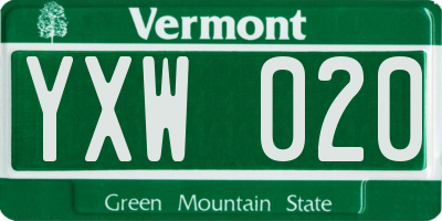 VT license plate YXW020