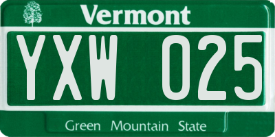 VT license plate YXW025
