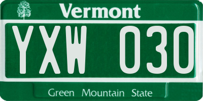 VT license plate YXW030