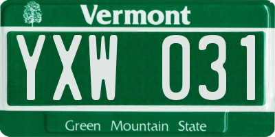 VT license plate YXW031
