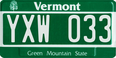 VT license plate YXW033