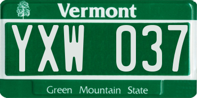 VT license plate YXW037