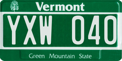 VT license plate YXW040