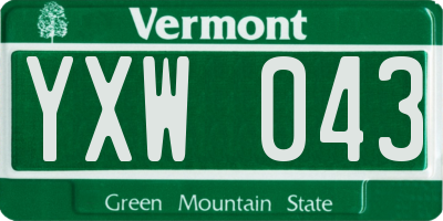 VT license plate YXW043