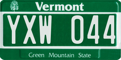 VT license plate YXW044