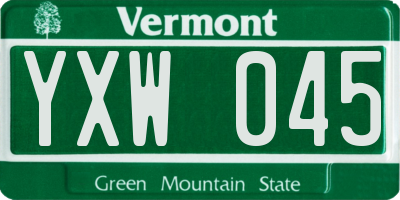 VT license plate YXW045