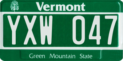 VT license plate YXW047
