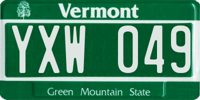 VT license plate YXW049