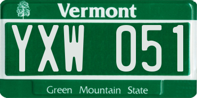 VT license plate YXW051