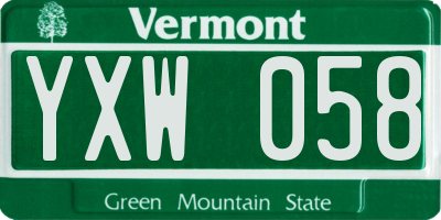 VT license plate YXW058