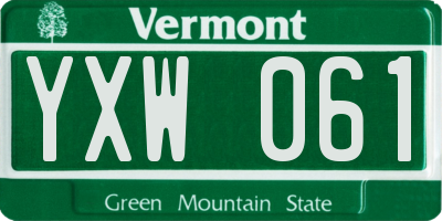 VT license plate YXW061
