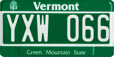 VT license plate YXW066
