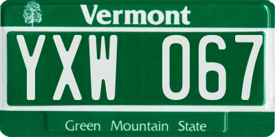 VT license plate YXW067