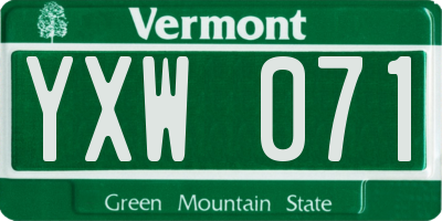 VT license plate YXW071