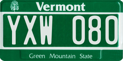 VT license plate YXW080