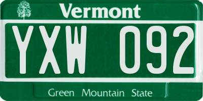 VT license plate YXW092