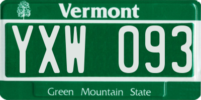 VT license plate YXW093