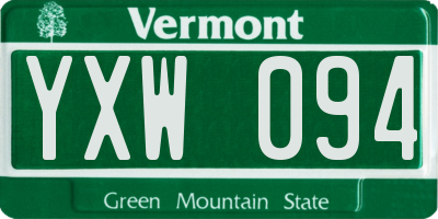 VT license plate YXW094